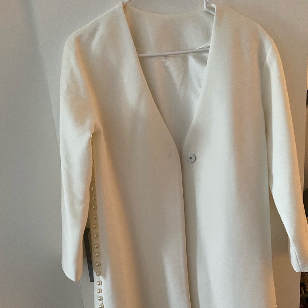 Long white trench coat